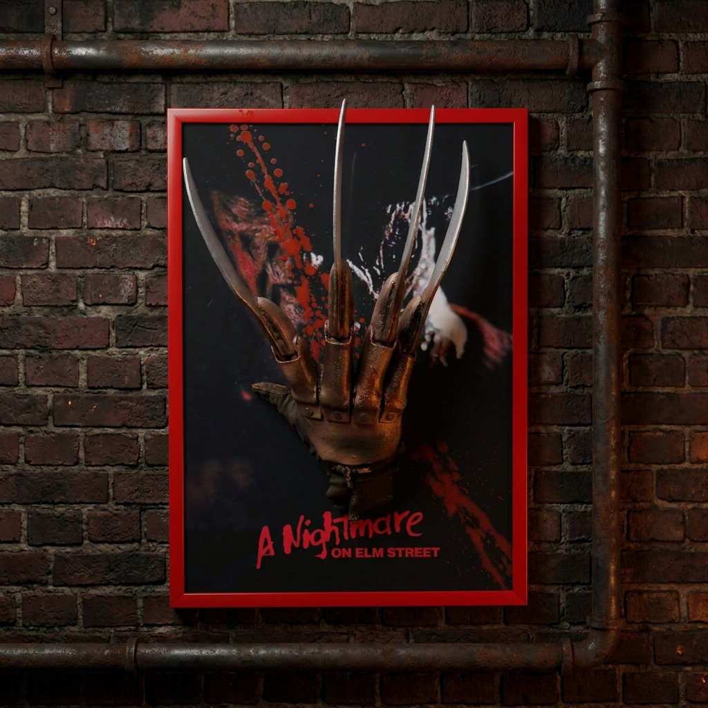 Nightmares in Frame The Razor Glove Nightmare on Elm Street 3D wall art in relief sleek matte black frame ready to hang