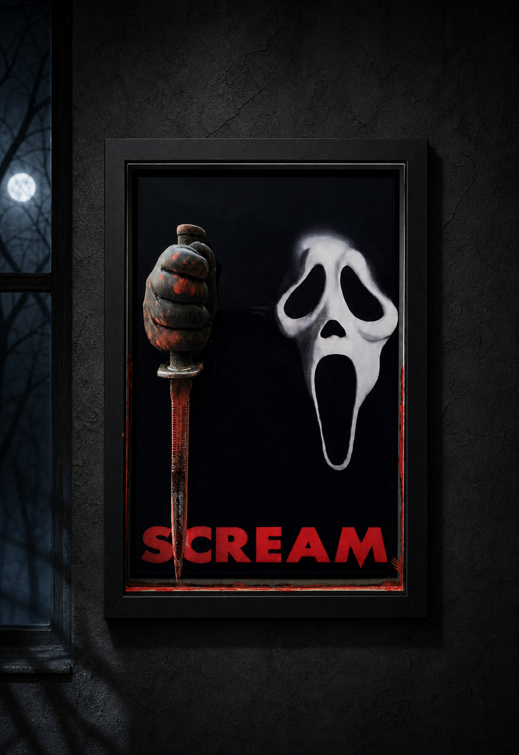 Nightmares in Frame Whats Your Favorite Scary Movie Scream 3D wall art in relief sleek matte black frame ready to hang
