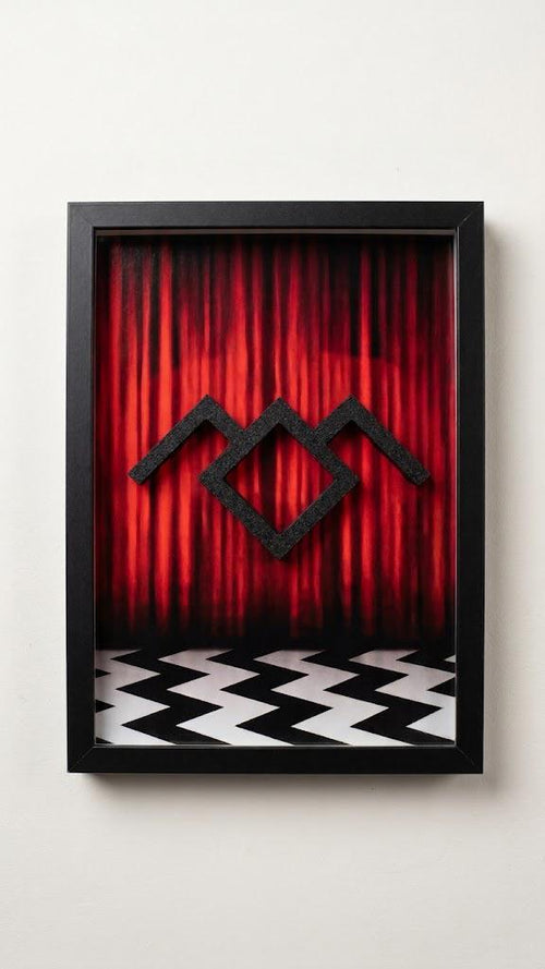 The Lodge Symbol (Twin Peaks) Quadro 3D da Parete in Rilievo - Vista Frontale Cornice Nera Elegante