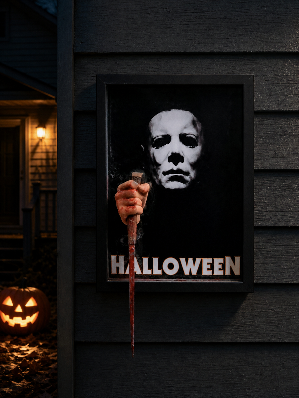 Nightmares in Frame The Shape of Haddonfield Halloween 3D wall art in relief sleek matte black frame ready to hang