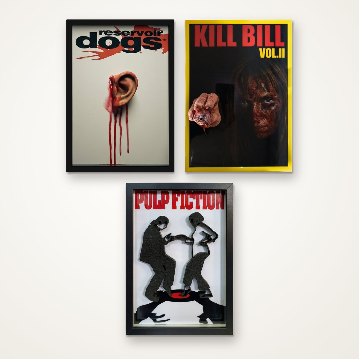 Trittico Tarantino Cult Set Completo 3 Quadri 3D da Parete in Rilievo