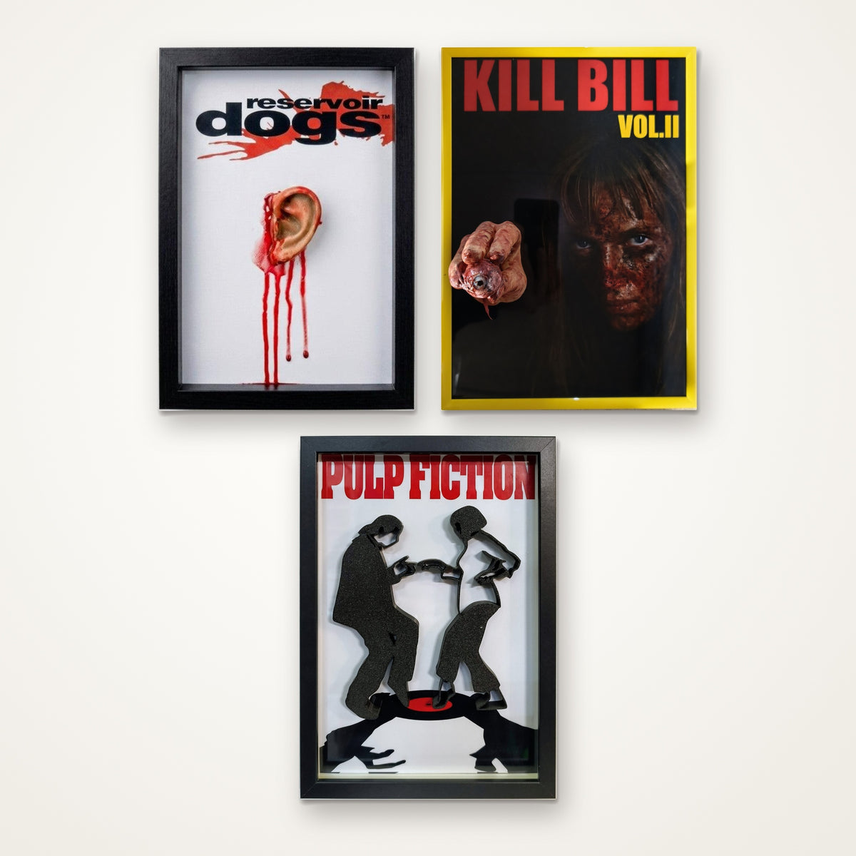 Trittico Tarantino Cult Set Completo 3 Quadri 3D da Parete in Rilievo